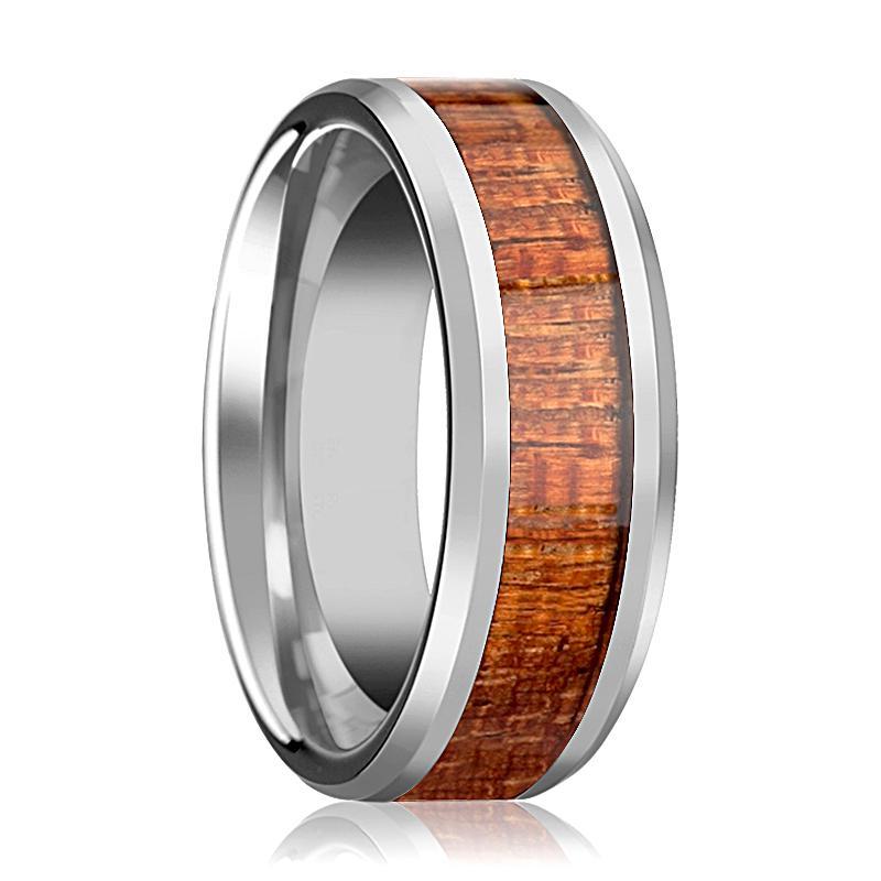 Tungsten Wood Ring - Exotic Mahogany Hard Wood - Tungsten Wedding Band - Polished Finish - 4mm - 6mm - 8mm - 10mm - Tungsten Wedding Ring