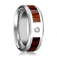 Tungsten Wood Ring - Koa Wood - Diamond Wedding Band - Tungsten Wedding Band - Polished Finish - 8mm - Tungsten Wedding Ring