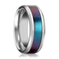 Tungsten Blue Purple Color Changing Inlay - Tungsten Wedding Band - Polished Finish - 4mm - 6mm - 8mm - 10mm - Tungsten Wedding Ring - AydinsJewelry