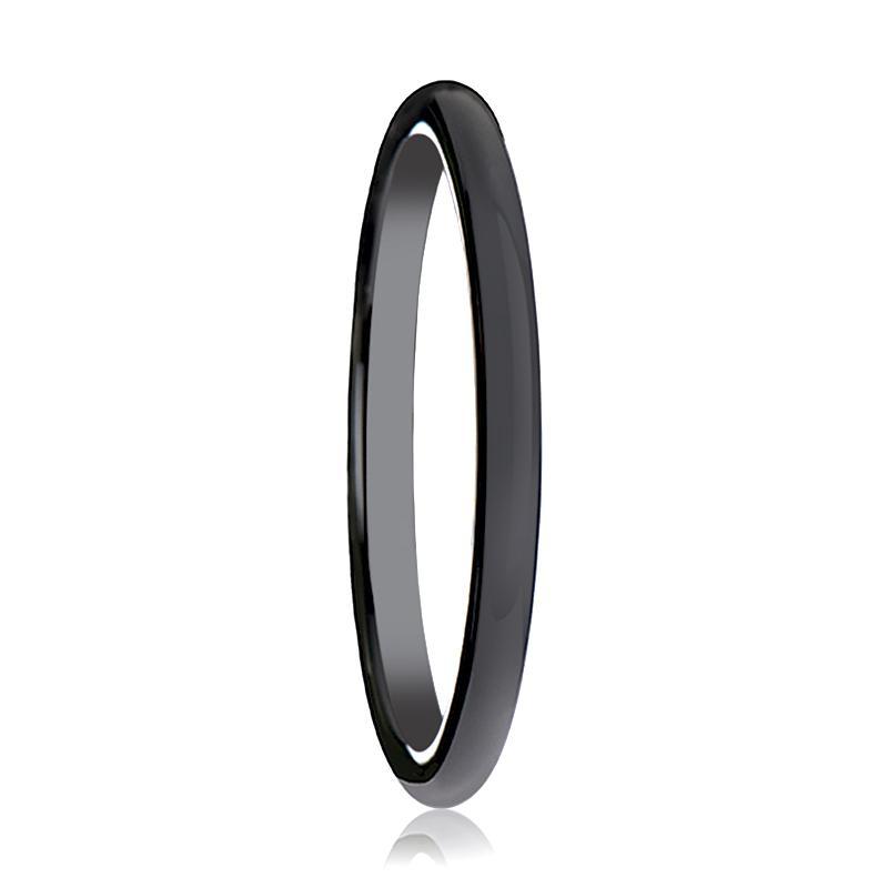 ALESSIA Black Ceramic Ring Domed Shaped Wedding Band for Women - AydinsJewelry