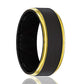 Tungsten Wedding Band Black Brushed Tungsten Yellow Gold Stepped Edges