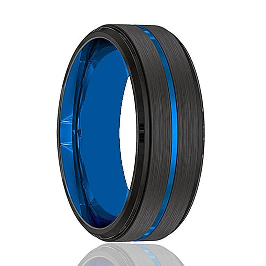 ZENVO Blue Groove Men's Wedding Band