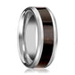 Tungsten Wood Ring - Ebony Wood Inlay - Tungsten Wedding Band - Polished Finish - 8mm - Tungsten Wedding Ring