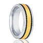Tungsten Wedding Band Gold Hammered Center w/ Two Black Stripes 8mm Tungsten Carbide Ring
