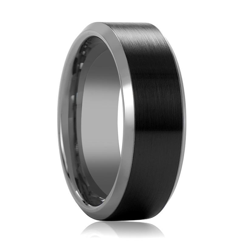IAN Black Tungsten & Ceramic Ring Brushed