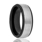 Tungsten Ring Two-tone Black & Grey Brushed Center Stepped Edge Wedding Band 8mm Tungsten Carbide Wedding Ring