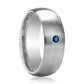 ISAIAH Domed Blue Diamond Brushed Tungsten Wedding Ring