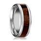 Tungsten Wood Ring - Carpathian Wood Inlay - Tungsten Wedding Band - Polished Finish - 8mm - Tungsten Wedding Ring