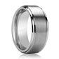 Tungsten Carbide Wedding Band Brushed Center Polished Stepped and Beveled Edge 7mm, 9mm
