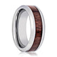 Tungsten Wedding Ring with Mahogany Wood Inlay Beveled Edge 8mm Tungsten Wedding Band
