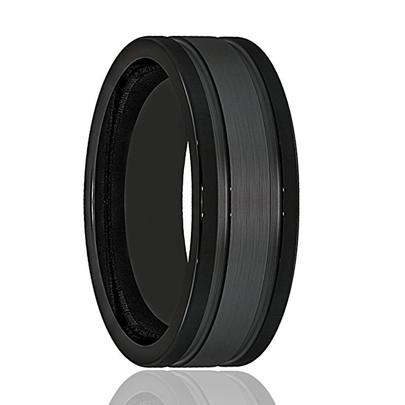 WILDFIRE Black Tungsten Brushed Double Groove