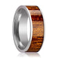 Tungsten Wood Ring - Mahogany Hardwood Inlay - Polished Edges - 8mm - Tungsten Carbide Wedding Ring