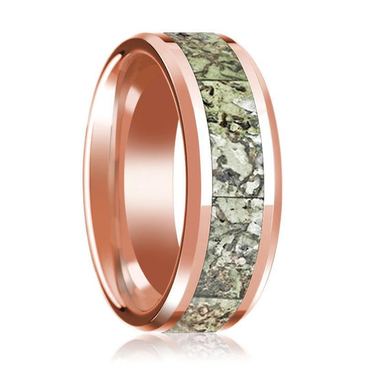 ECHO Beveled Edge Green Dinosaur Bone Inlay with 14K Rose Gold - AydinsJewelry