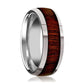 Tungsten Wood Ring - Rose Wood Inlay - Tungsten Wedding Band - Polished Finish - 8mm - Tungsten Carbide Wedding Ring