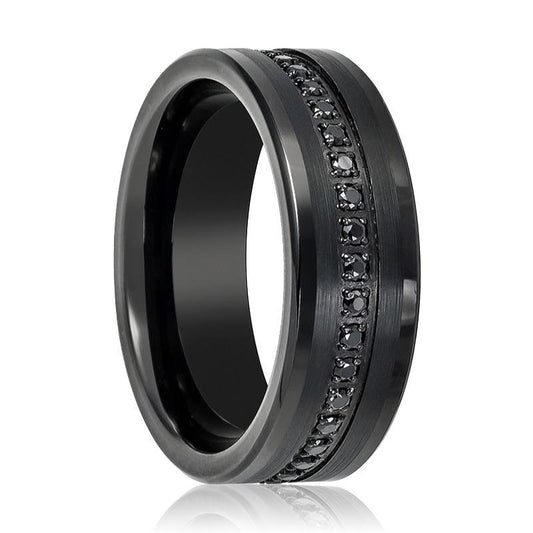 Black CZ Eternity Tungsten Wedding Band