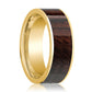 Mens Wedding Band 14k Yellow Gold & Bubinga Wood Inlaid Polished Finish  - 8mm - AydinsJewelry