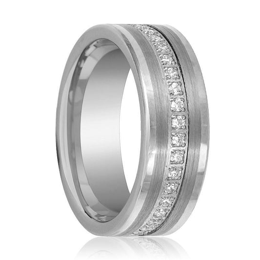 Tungsten Carbide CZ Eternity Wedding Band