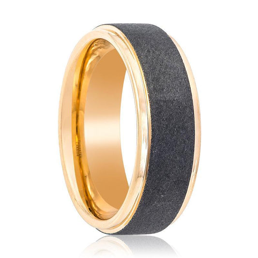 Rose Gold Tungsten Wedding Ring Sandblasted Center