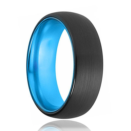 LOTUS Aqua Blue Tungsten Wedding Band