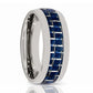 Mens Tungsten Wedding Band w/ Blue Carbon Fiber Inlay Domed 8mm Tungsten Carbide Ring