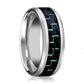 Green Carbon Fiber Inlay Beveled Edges 6mm, 8mm, 9mm, 10mm Tungsten Carbide Ring