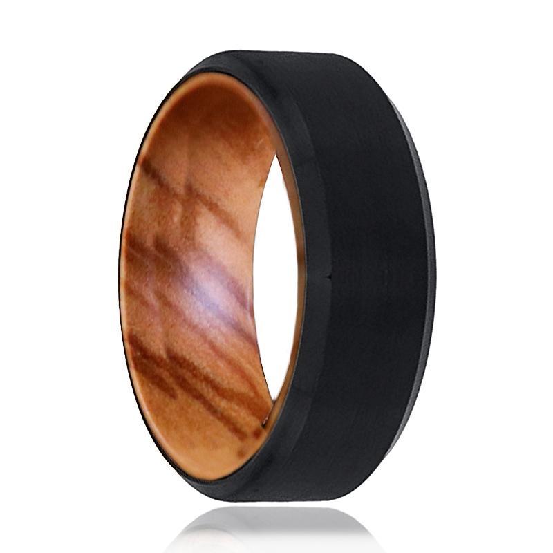 LOTEC Tungsten Olive Wood Ring--Men's Wedding Band