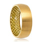 Gold Tungsten Ring Brushed Wedding Band with Carbon Fiber Inlay