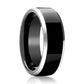 Tungsten Ring Black Shiny Polished Silver Beveled Edge Wedding Band 4mm, 6mm, 8mm Tungsten Carbide Wedding Ring