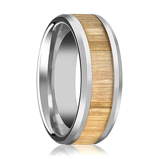 Tungsten Wood Ring - Ash Wood - Tungsten Wedding Band - Polished Finish - 6mm - 8mm - 10mm - Tungsten Wedding Ring