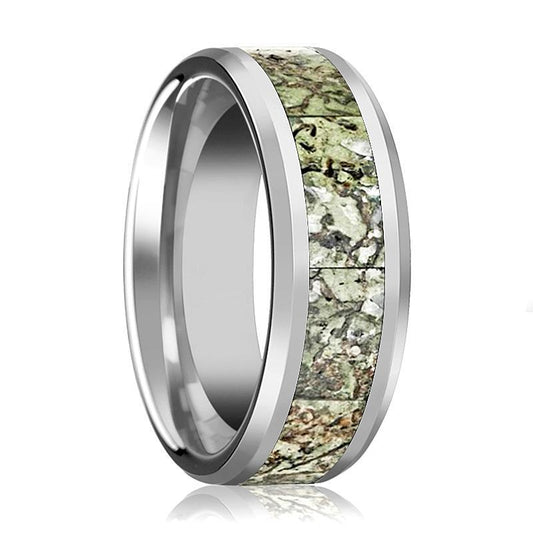 BYTE Light Green Dinosaur Bone Tungsten Wedding Band
