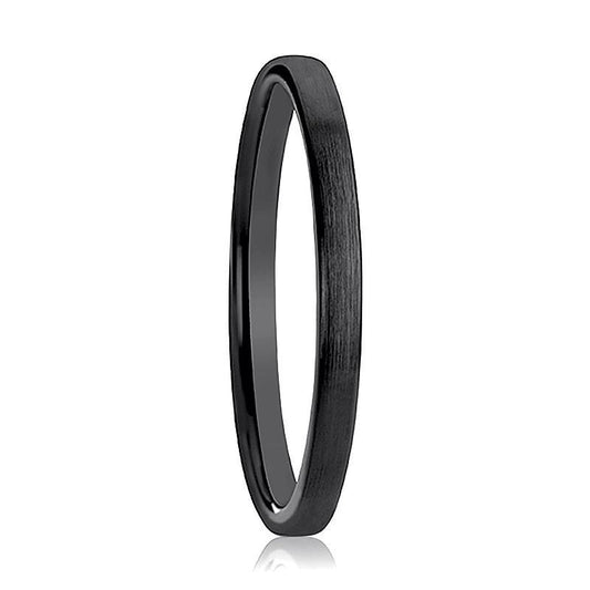 ABIGAIL Black Domed Shaped Ceramic Wedding Band for Women - AydinsJewelry