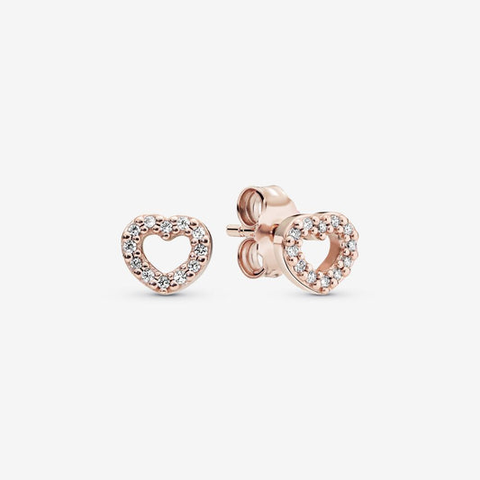 Open Heart Stud Earrings