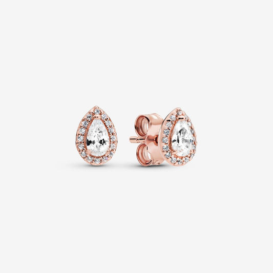 Teardrop Halo Stud Earrings