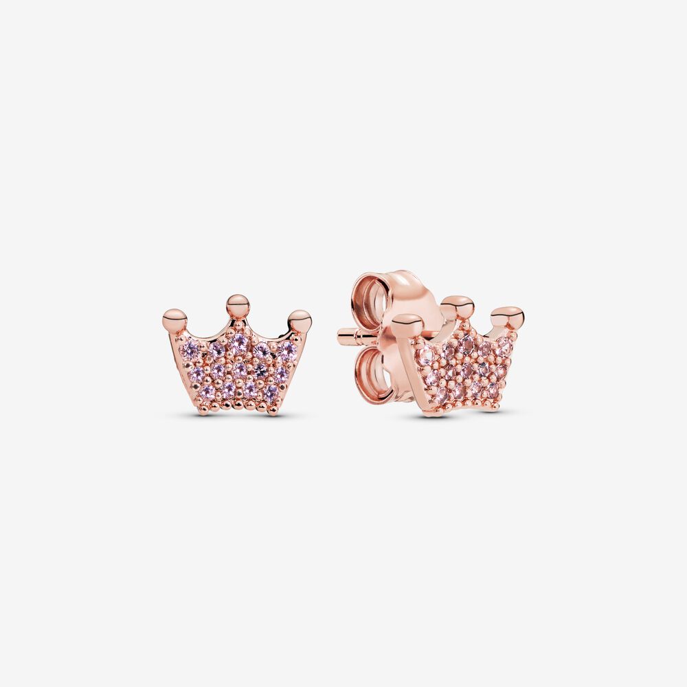 Pink Crown Stud Earrings