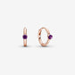 Purple Solitaire Huggie Hoop Earrings