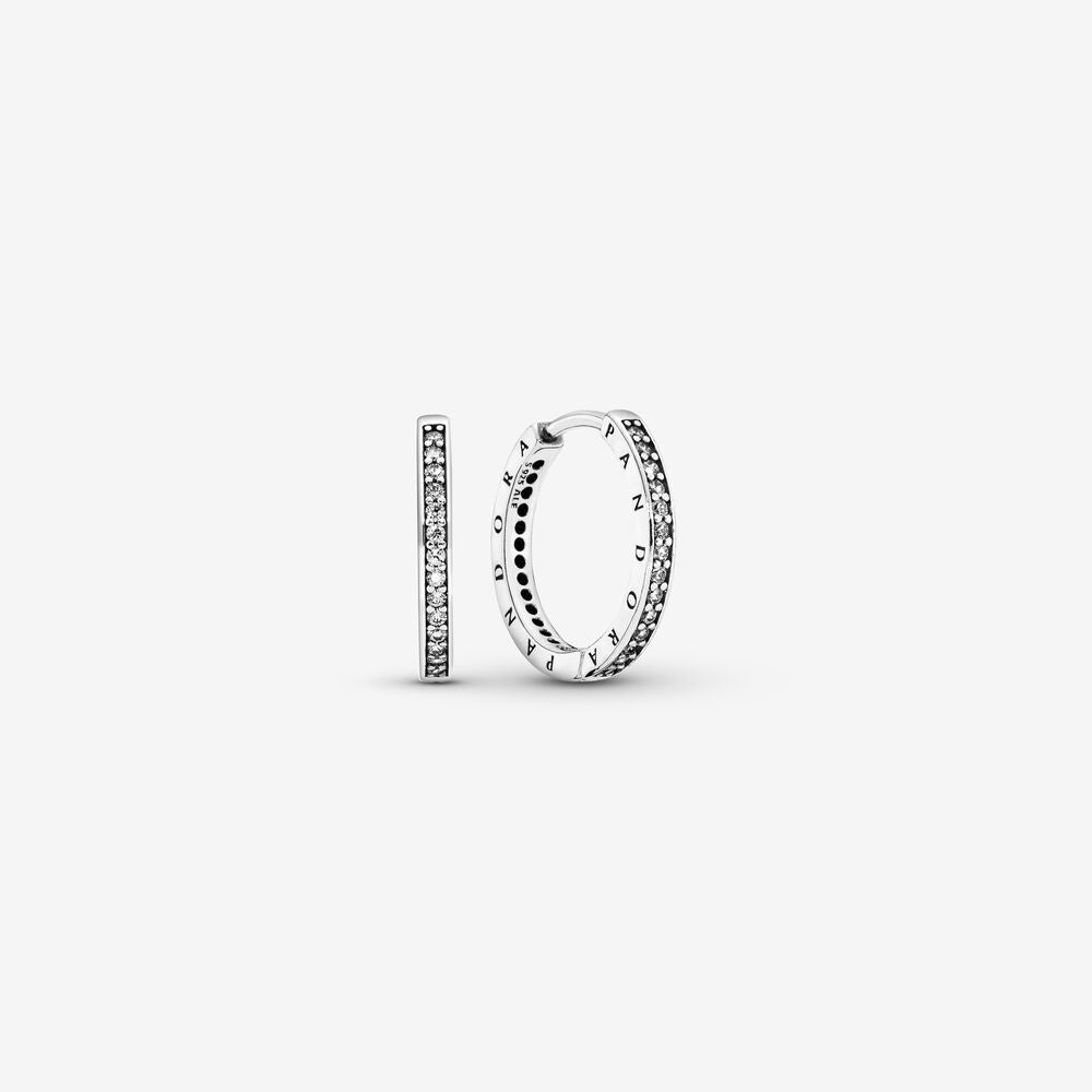 Sparkle and Pandora Logo Hoop Earrings