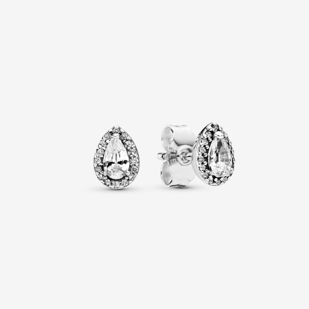 Sparkling Teardrop Halo Stud Earrings