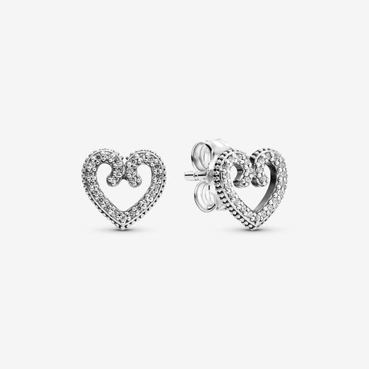 Heart Swirl Stud Earrings