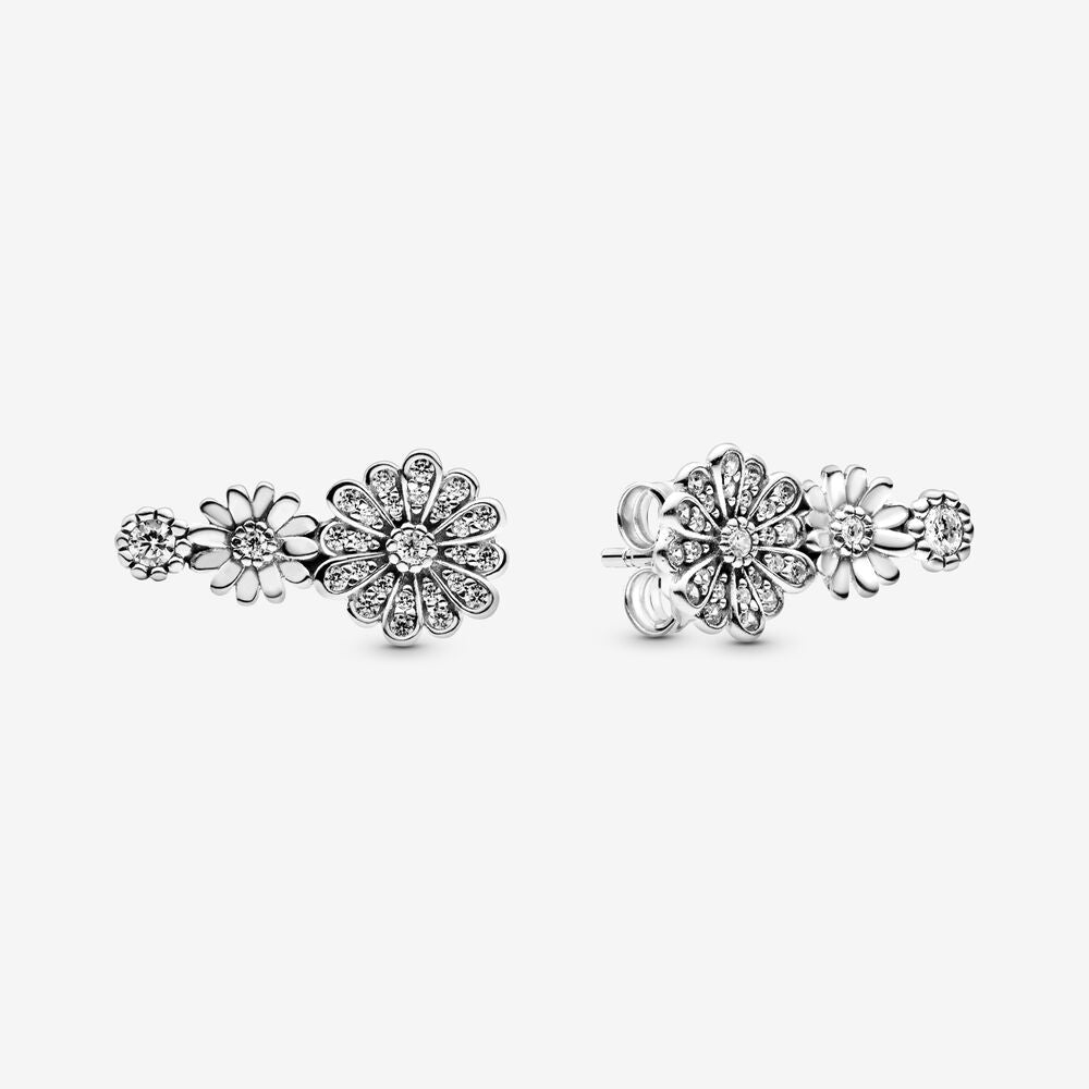 Sparkling Daisy Flower Trio Stud Earrings