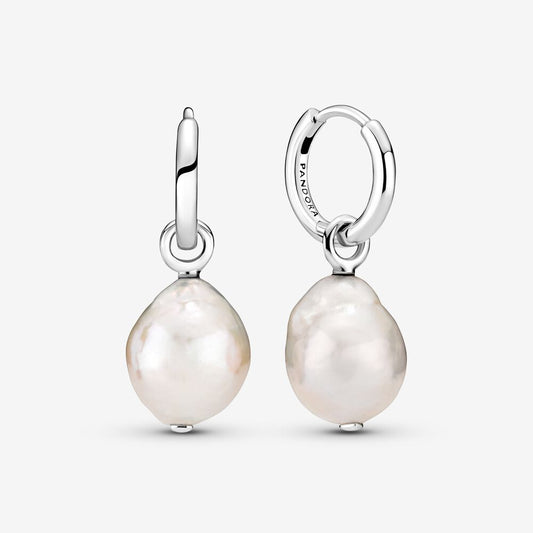 Freshwater Cultured Baroque Pearl Hoop Earrings