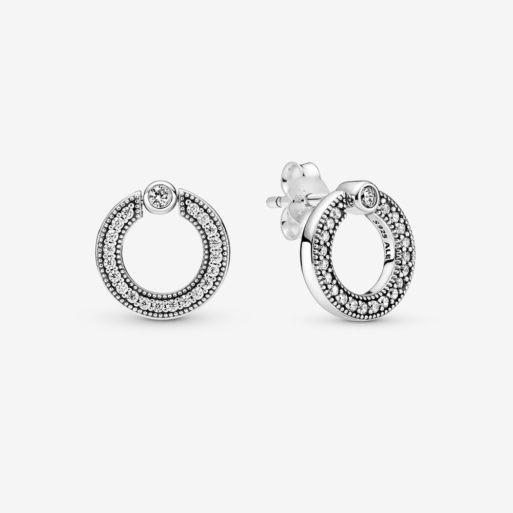 Pavé & Logo Circle Reversible Stud Earrings