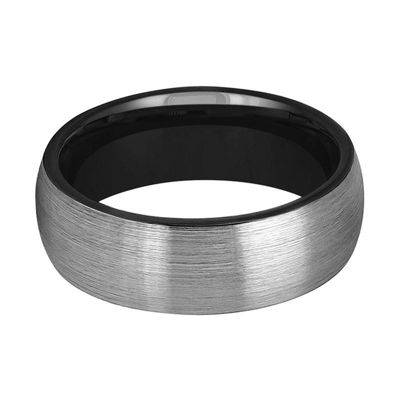 Tungsten Wedding Band - Men and Women - Comfort Fit - Black Round Domed - Brushed Tungsten Carbide Wedding Ring - 2mm - 6mm - 8mm