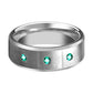 LEVI Green Emerald Beveled Edge Tungsten Ring