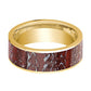 Dinosaur Bone Ring - Red Dinosaur Bone Inlay - Flat Polished 14K Yellow Gold - Polished Finish - 8mm - 14k Gold Wedding Ring - AydinsJewelry