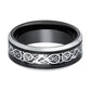 Black Tungsten Wedding Band Polished w/ Silver Celtic Design Cutout Inlay