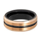 Rose Gold & Black Grooved Tungsten Wedding Ring for Men 8mm Beveled Edge Tungsten Carbide Wedding Band