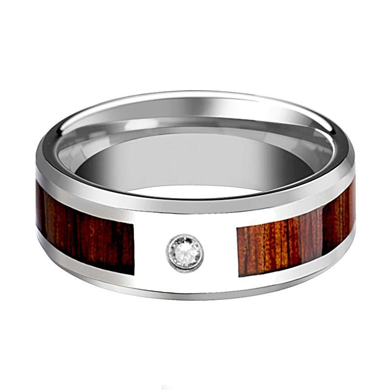 Wood and diamond sale wedding band