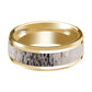 14K Yellow Gold Wedding Ring Inlaid with Ombre Deer Beveled Edge and Polished - AydinsJewelry