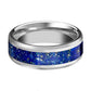 Tungsten Blue Lapis Inlay - Tungsten Wedding Band - Beveled - Polished Finish - 8mm - Tungsten Wedding Ring - AydinsJewelry