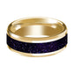 14K Yellow Gold Wedding Band with Purple Goldstone Inlaid Polished Beveled Edge - AydinsJewelry